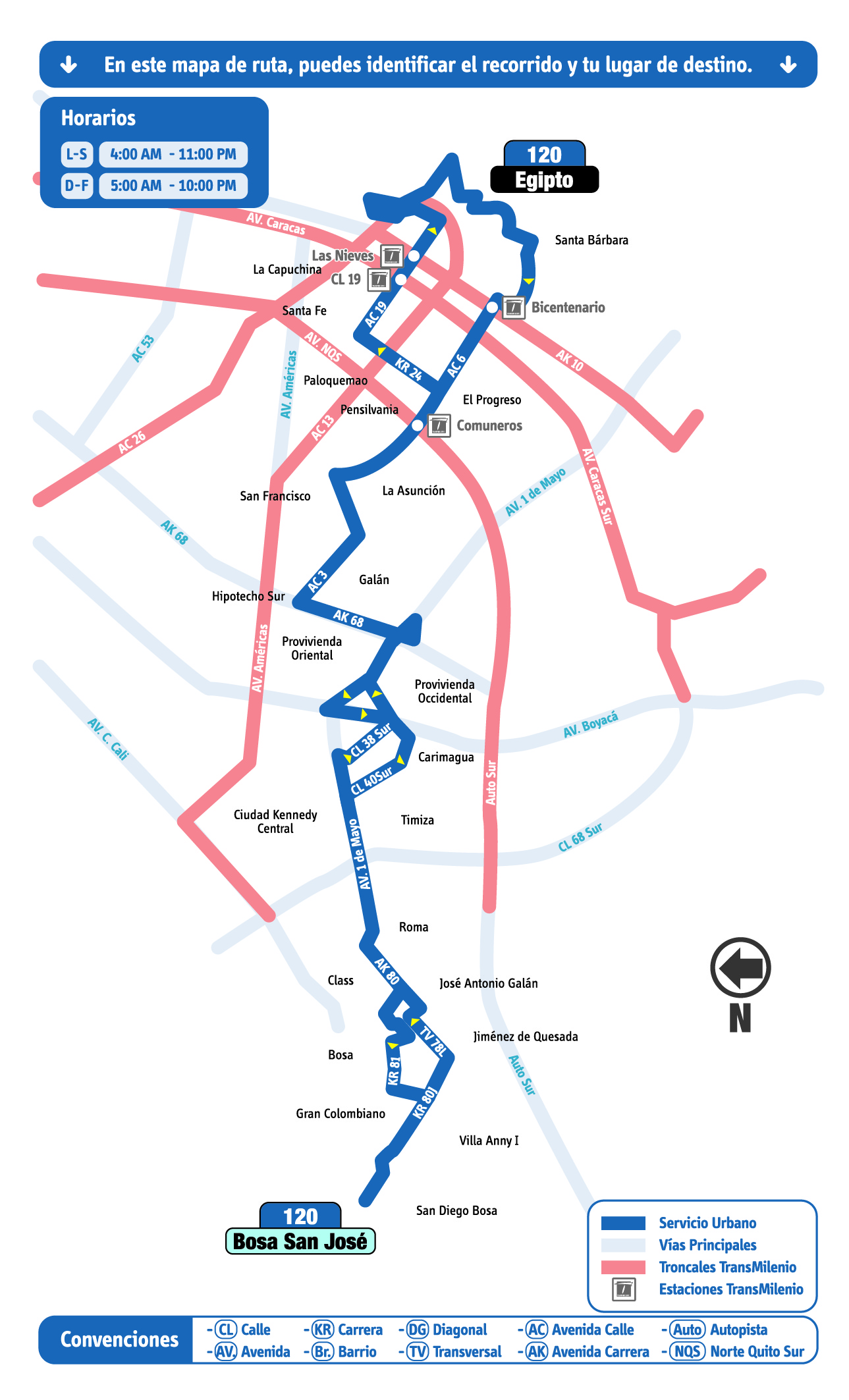 Mapa ruta urbana SITP - 120