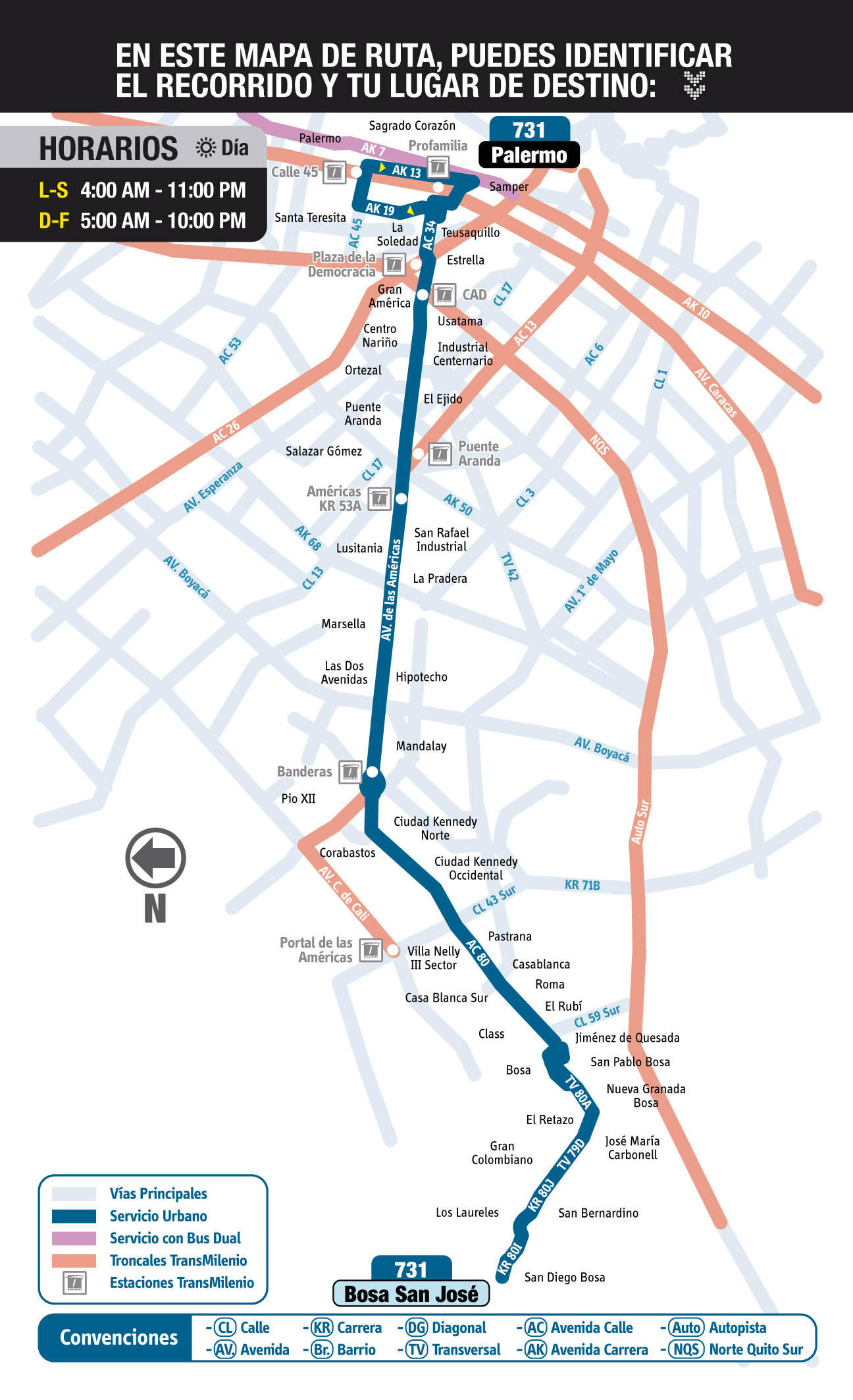 Mapa ruta urbana 731 