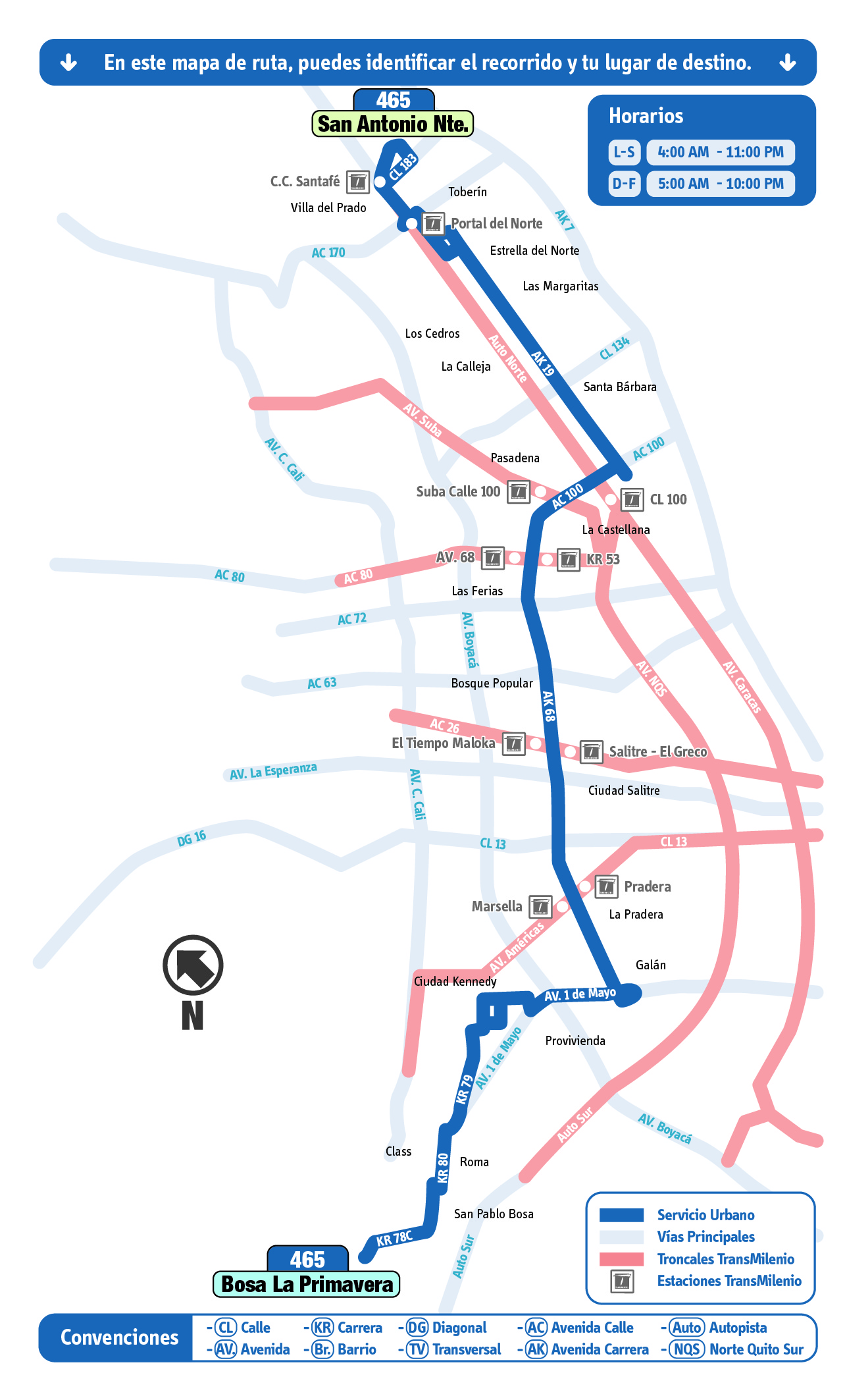 Mapa (esquema) ruta urbana 465
