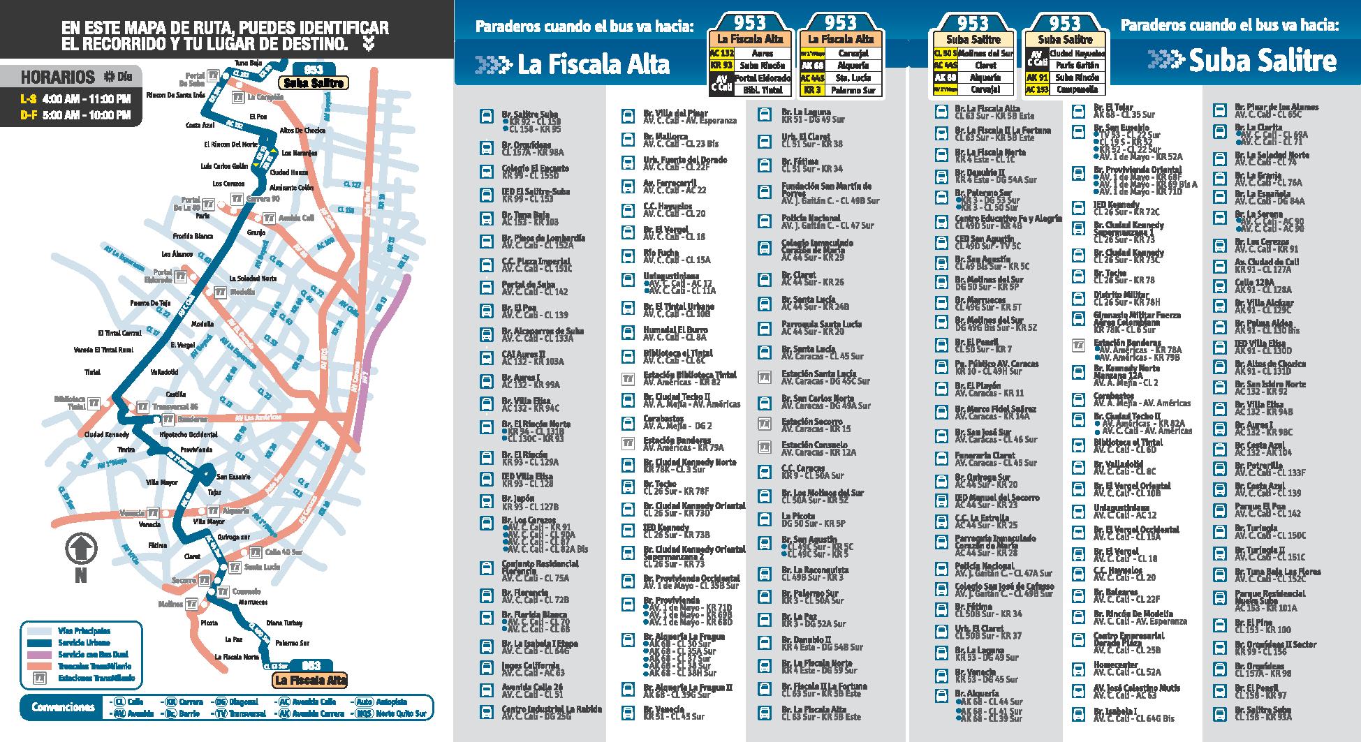 mapa_y_paraderos_ruta_SITP_urbana_953