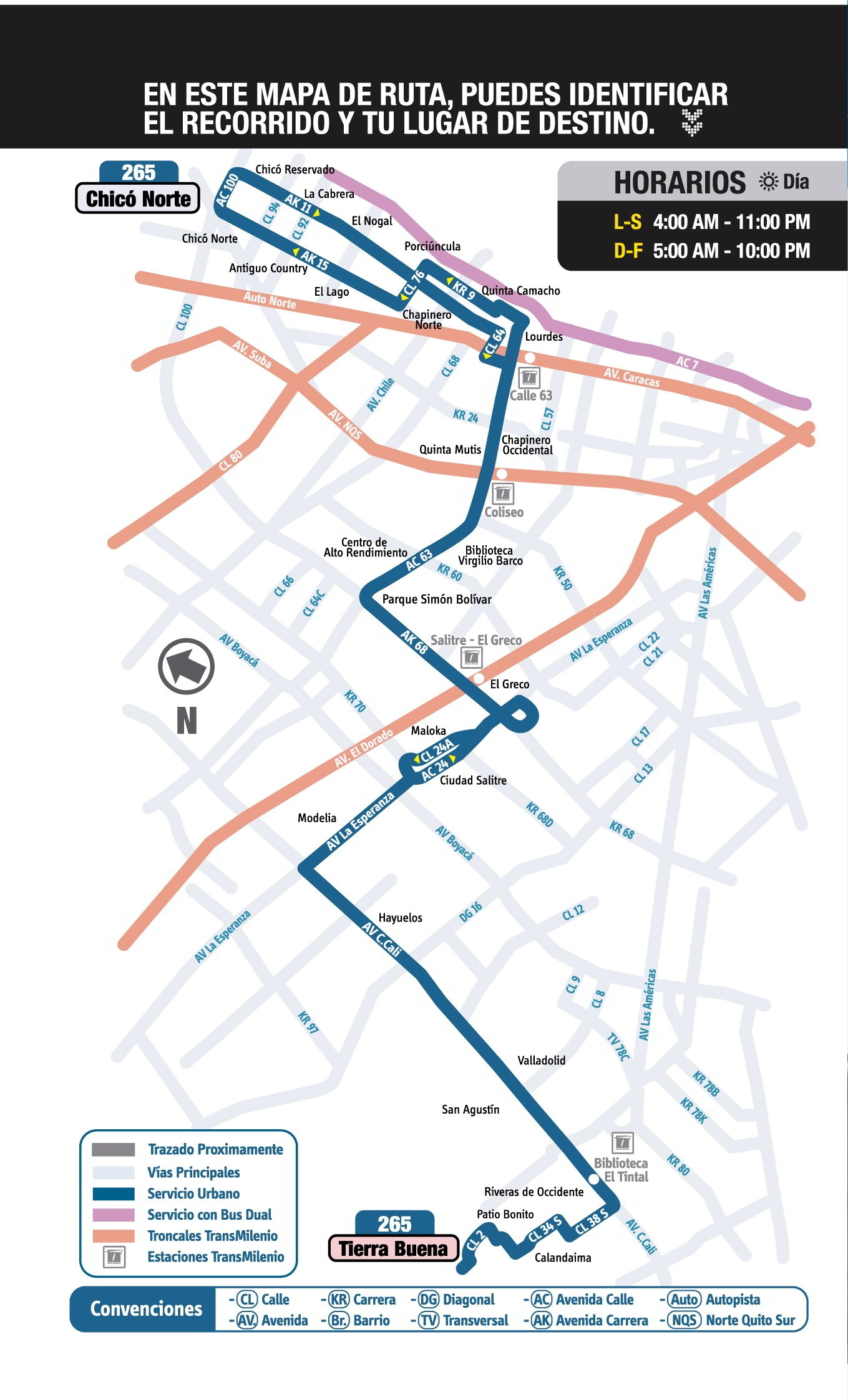 Mapa oficial ruta urbana 265