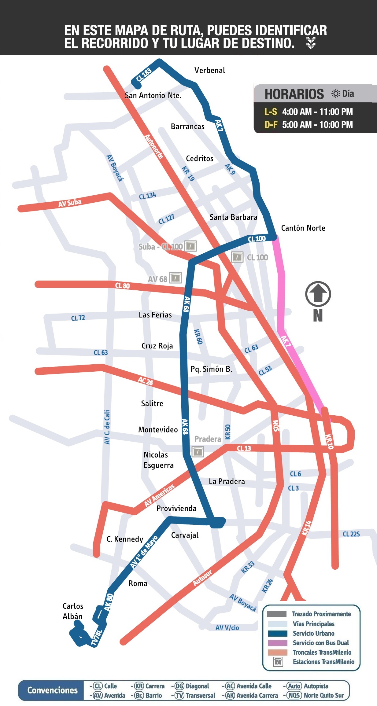 Mapa ruta urbana 634 cortesía de Oskar Rojas