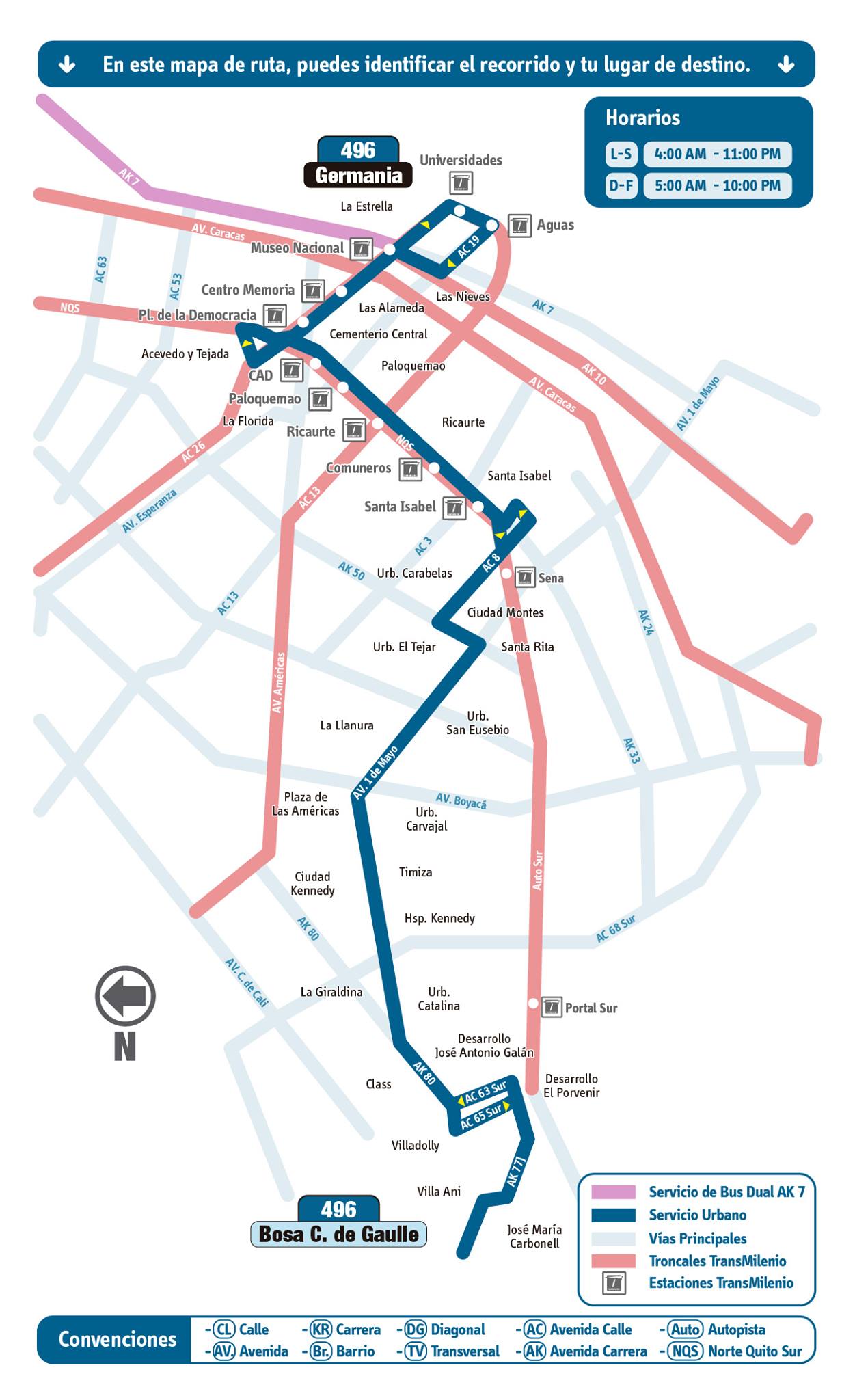 Mapa ruta urbana 496 - extendida en noviembre de 2014