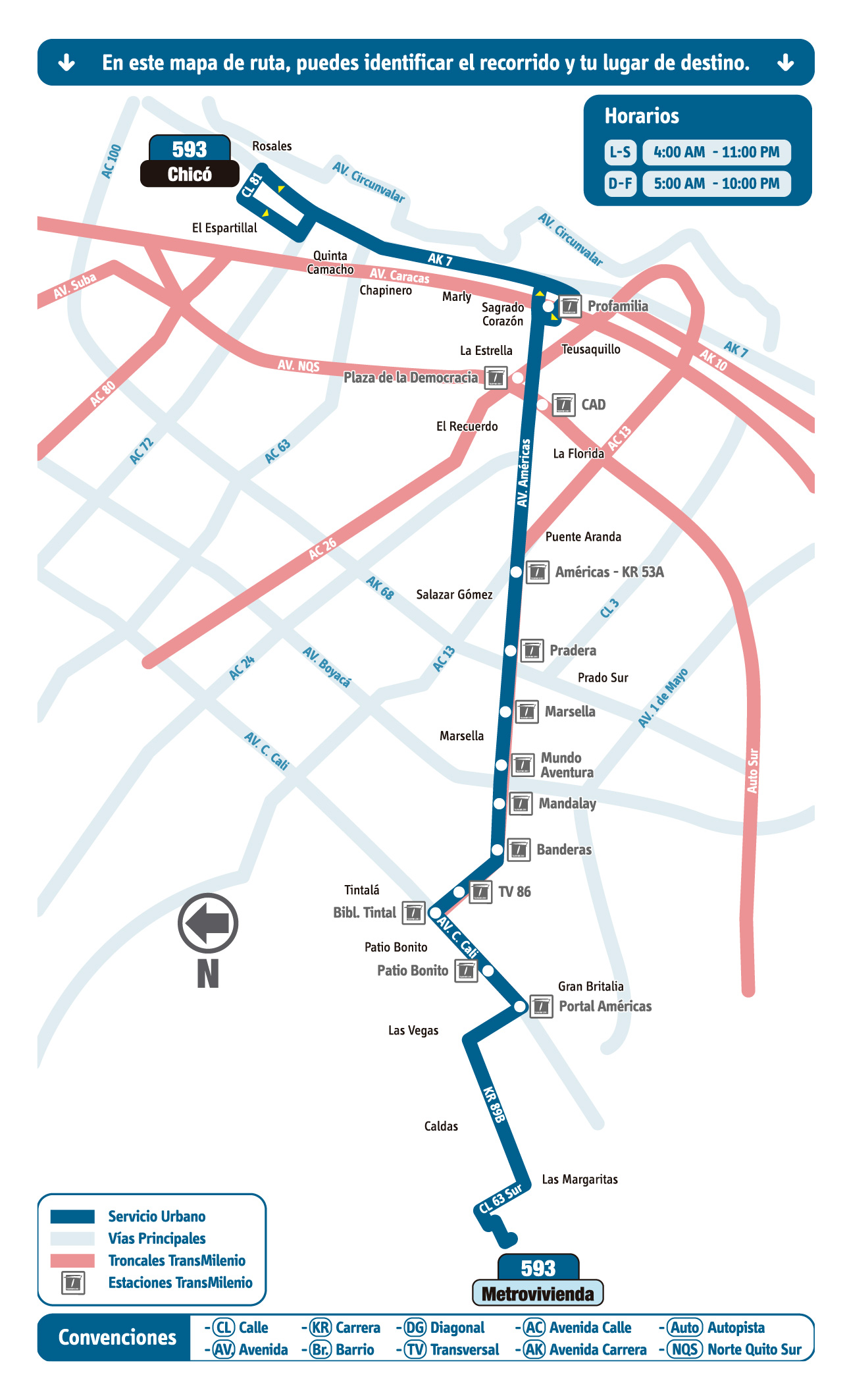 Mapa ruta urbana 593 - SITP