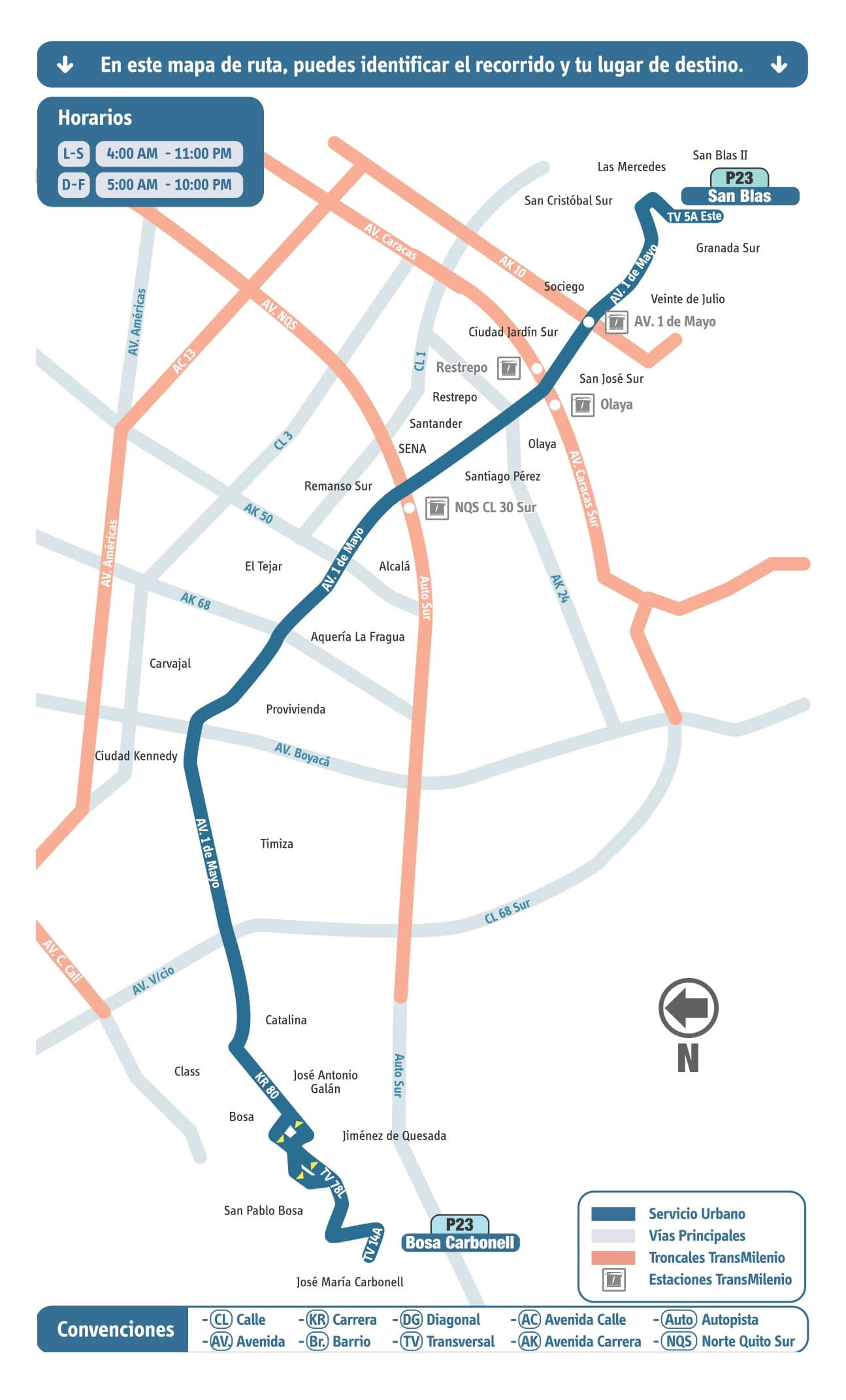 P23 mapa ruta urbana SITP