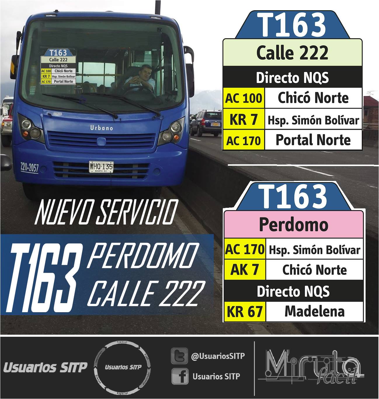 Nueva ruta urbana T163 Perdomo - Calle 222 en abril