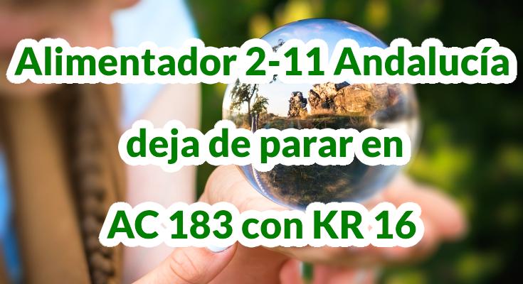 Alimentador 2-11 Andalucía deja de parar en AC 183 con KR 16