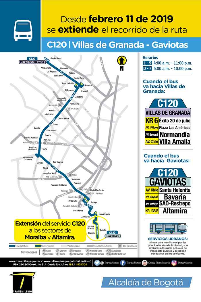 Nuevo recorrido de la ruta ruta urbana C120 Villas de Granada - Gaviotas