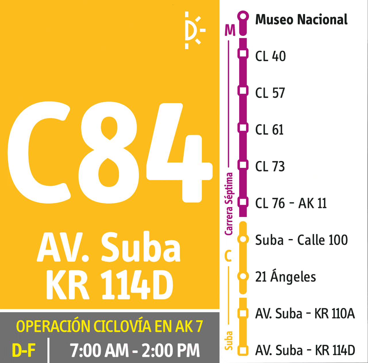 Bus dual C84-M84 - funcionamiento durante ciclovía