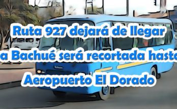 Ruta urbana 927 recortada hasta el Aeropuerto El Dorado