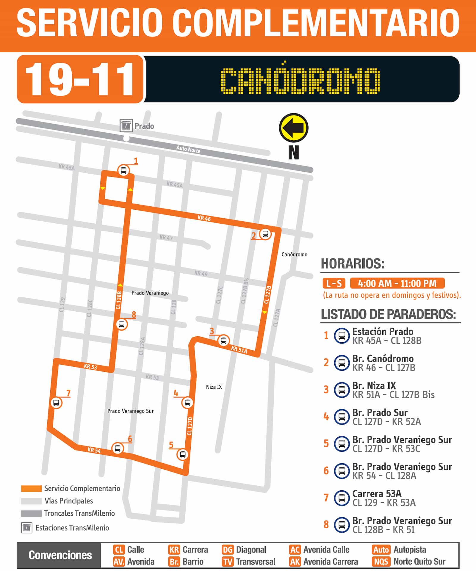 Mapa ruta 19-11 Canódromo (complementaria SITP)