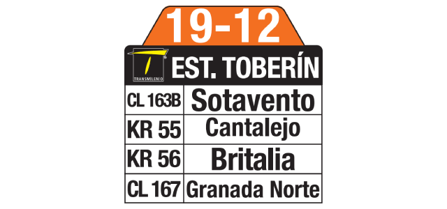 Tablas y rutero ruta bus 19-12 Cantalejo (complementaria SITP)